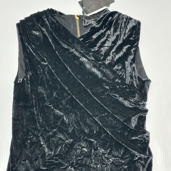 Versace Black Stretch Velvet Sleeveless Cocktail Mini Dress IT 44/US 8 NWT - Picture 6 of 16